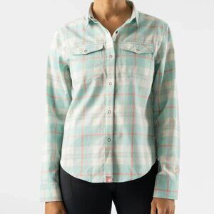Rabbit High Country Long Sleeve Flannel Womens Canyon Clay Plaid Medium EUC